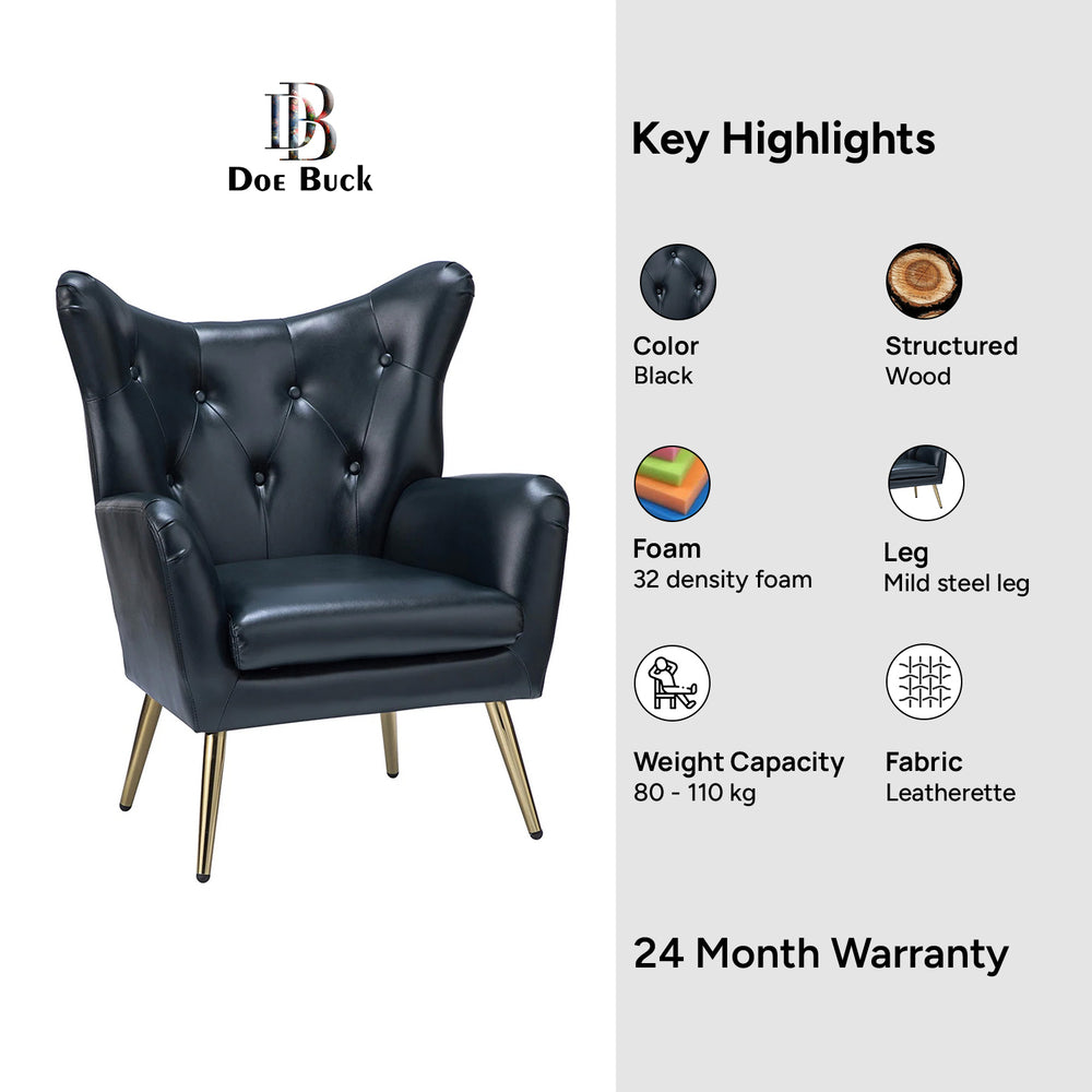 Hedley Accent Chair Black | Classic Armchair Black