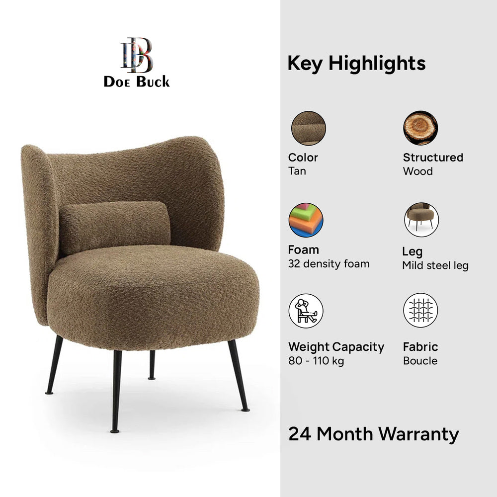 Collin Accent Chair Brown | Wooden Frame Accent Chair Brown