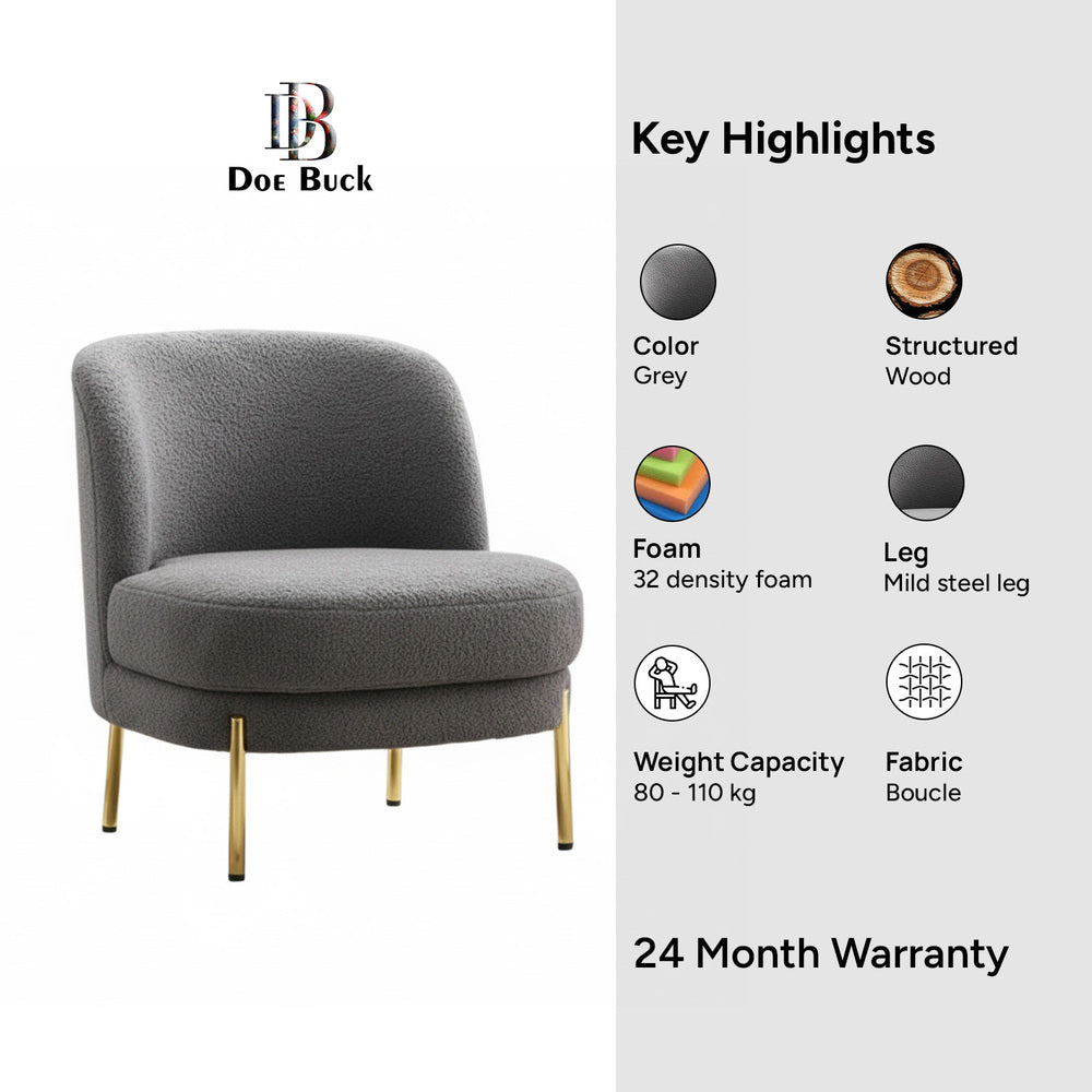 Addaly Accent Chair Grey | Modern Home Accent Chair Stone Grey