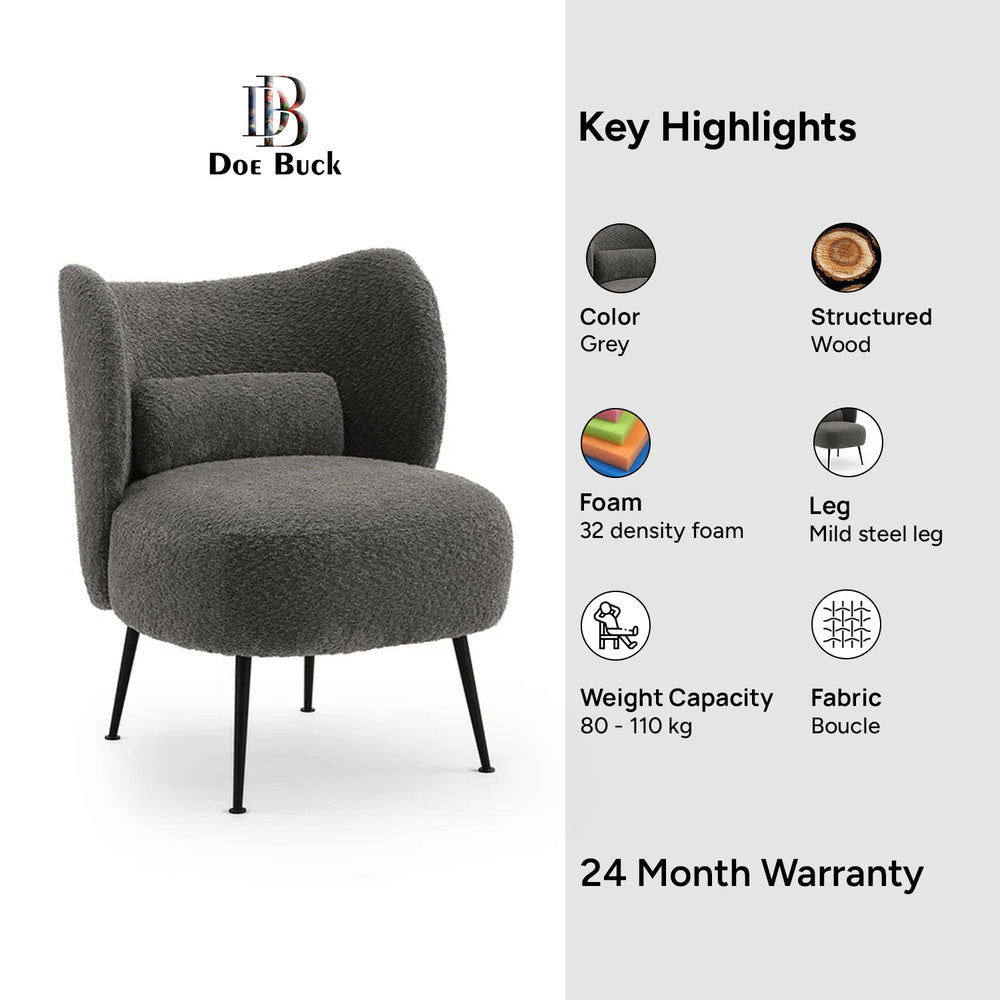 Collin Accent Chair Grey | Wooden Frame Accent Chair Grey