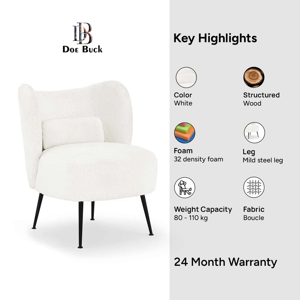 Collin Accent Chair White | Wooden Frame Accent Chair White