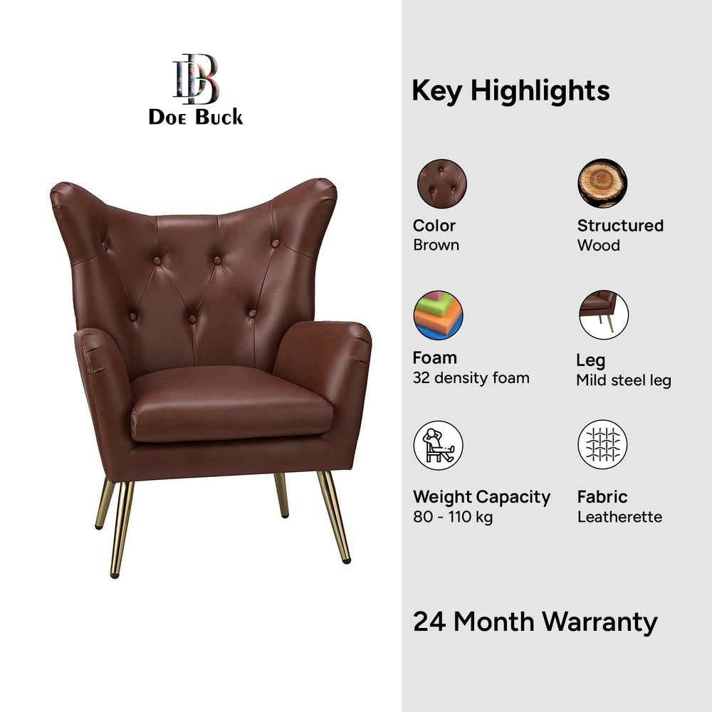 Hedley Accent Chair Brown | Classic Armchair Brown