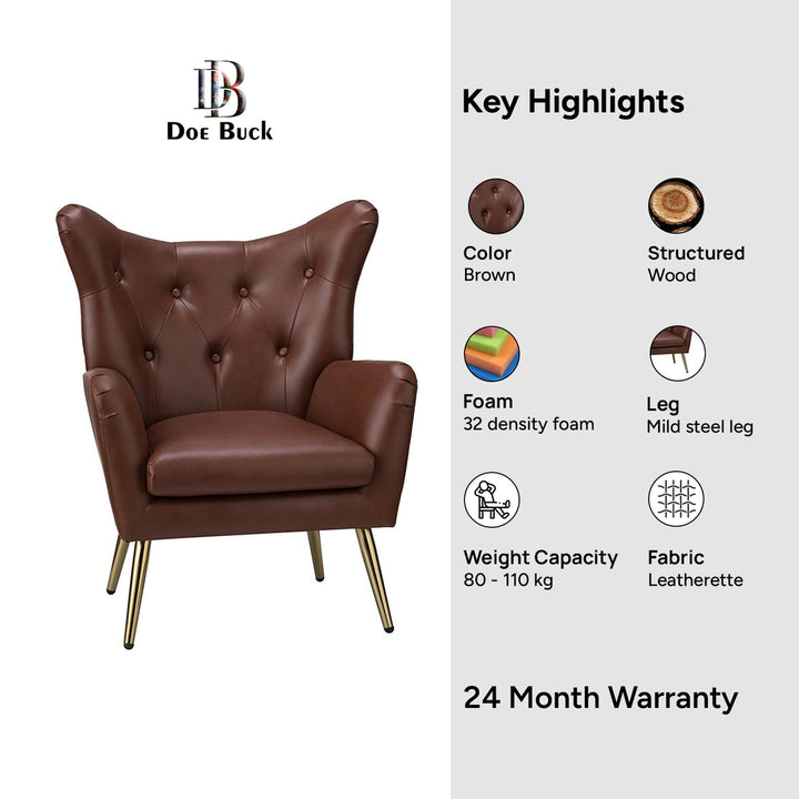 Hedley Accent Chair Brown | Classic Armchair Brown