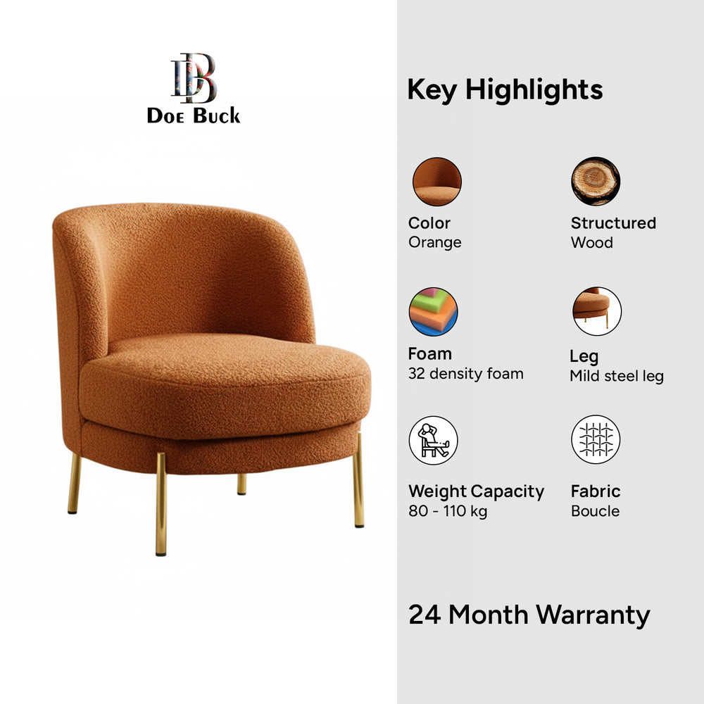 Addaly Accent Chair Orange | Modern Home Accent Chair Burnt Orange