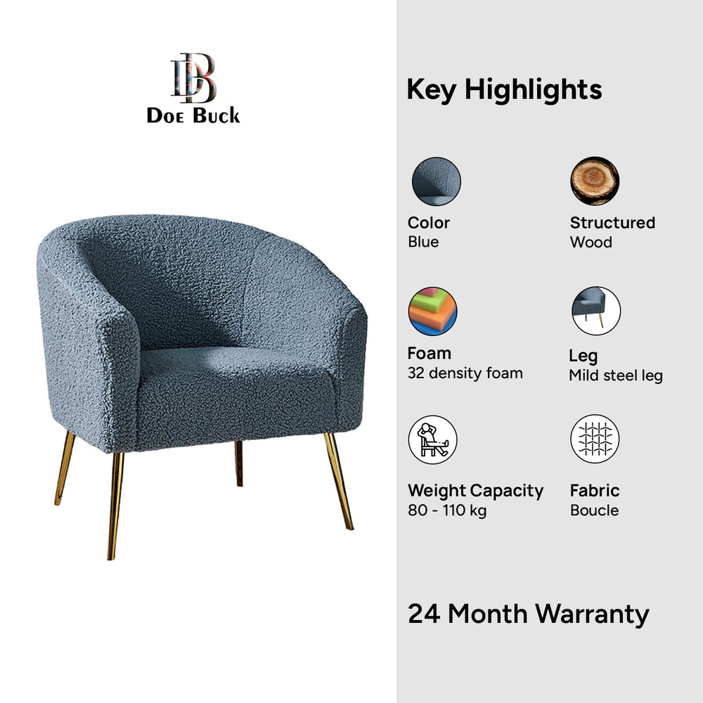 Herrin Accent Chair Blue | Scandinavian Accent Chair Blue