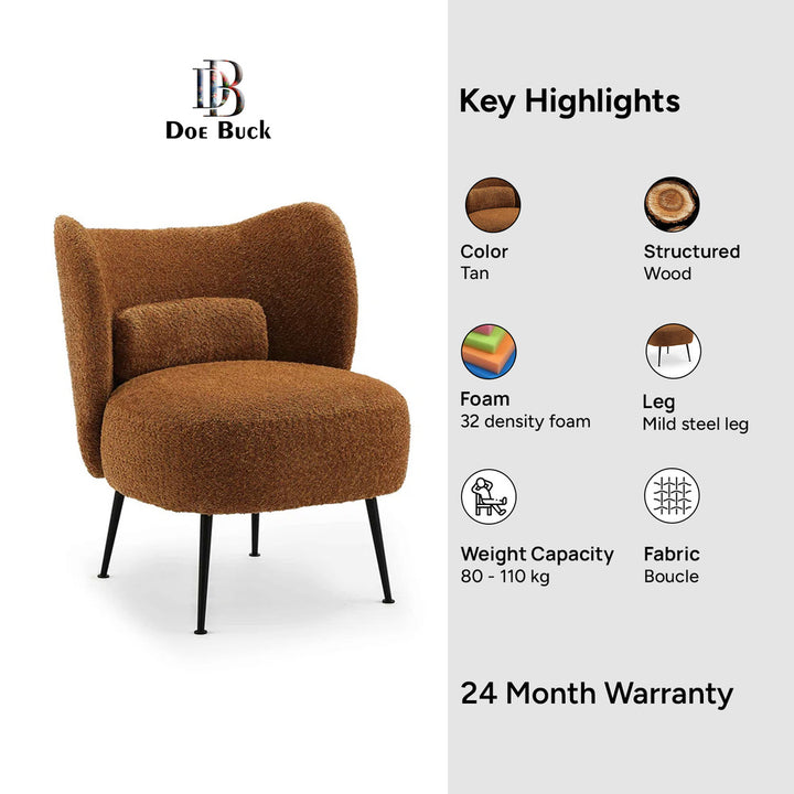 Collin Accent Chair Light Brown | Wooden Frame Accent Chair Light Brown