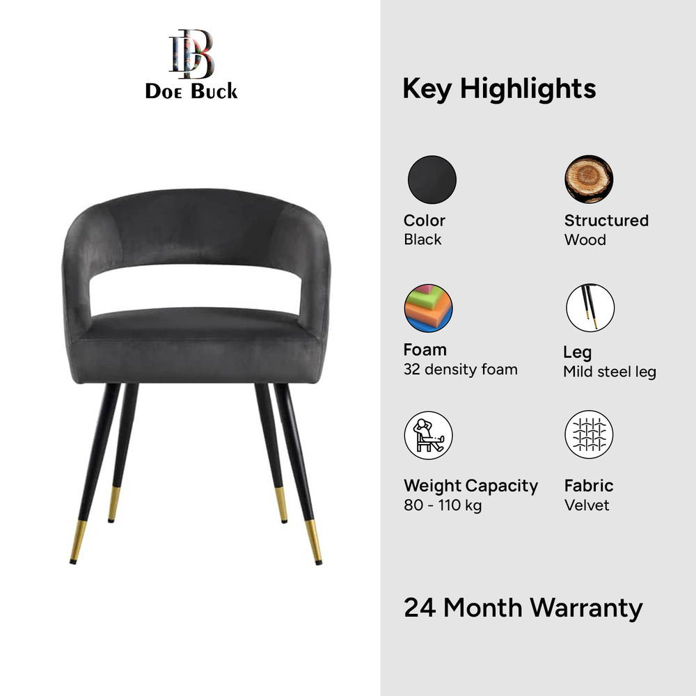 Bentlee Accent Chair Black | Upholstered Accent Chair Jet Black