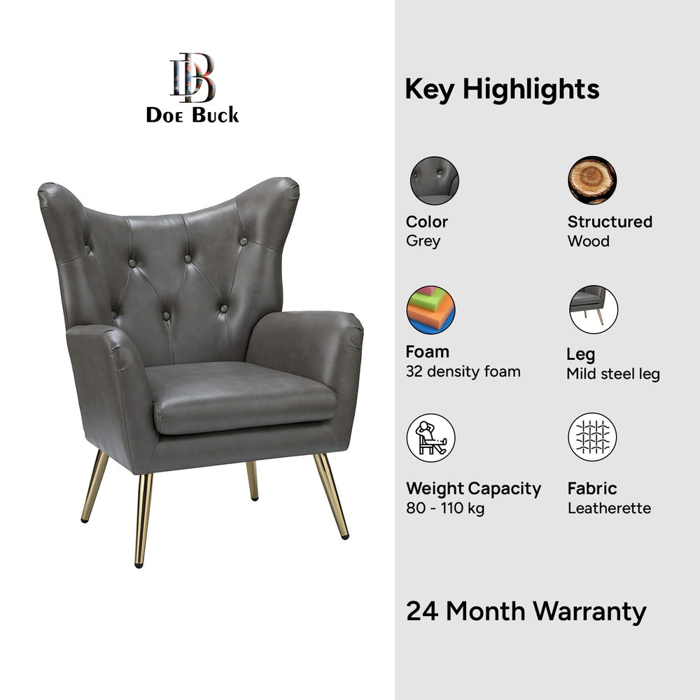 Hedley Accent Chair Grey | Classic Armchair Grey