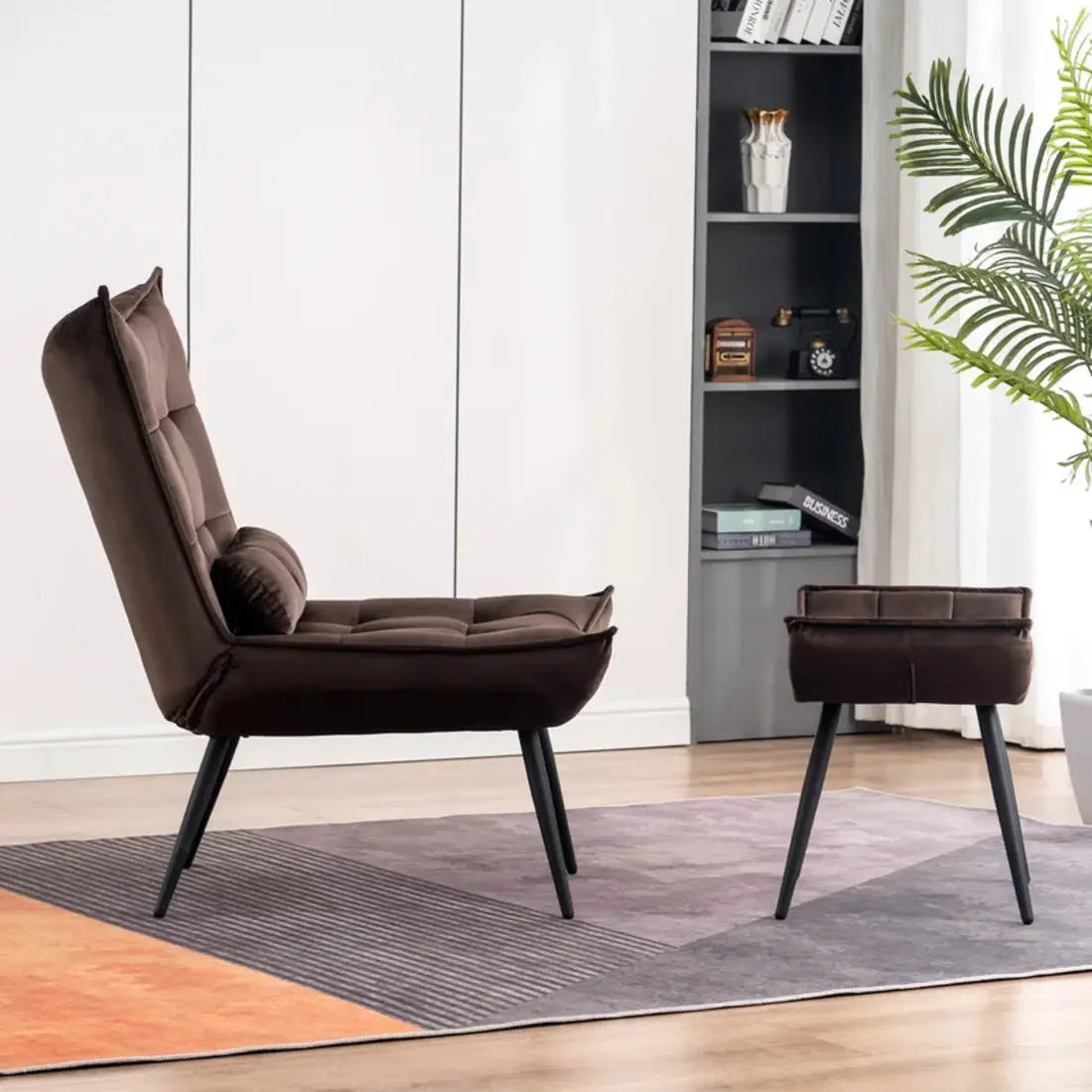Elroy Accent Chair with Ottoman – Brown