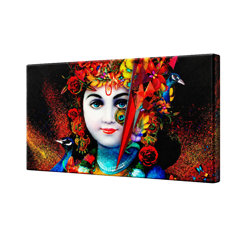 Lord Krishna with Peacock Spiritual Canvas Wall Painting