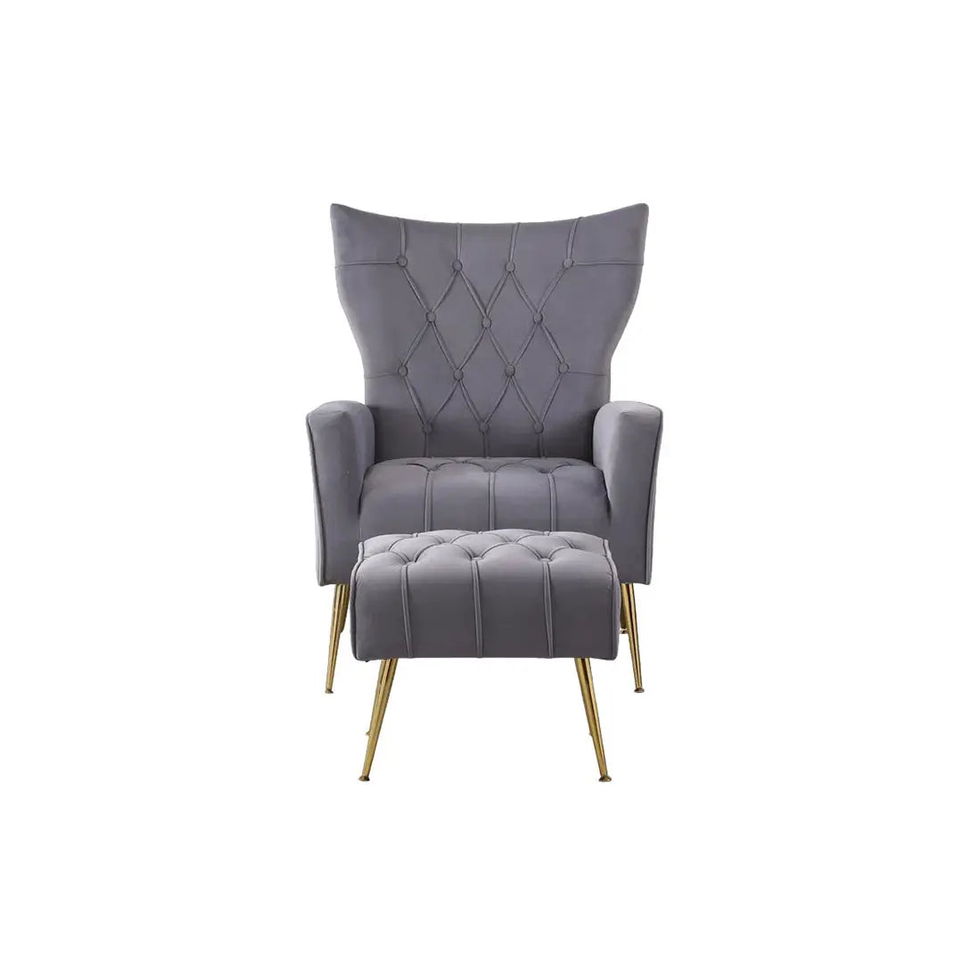 Danney Accent Chair with Ottoman - Grey