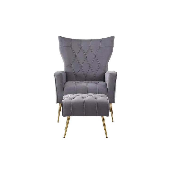 Danney Accent Chair with Ottoman - Grey