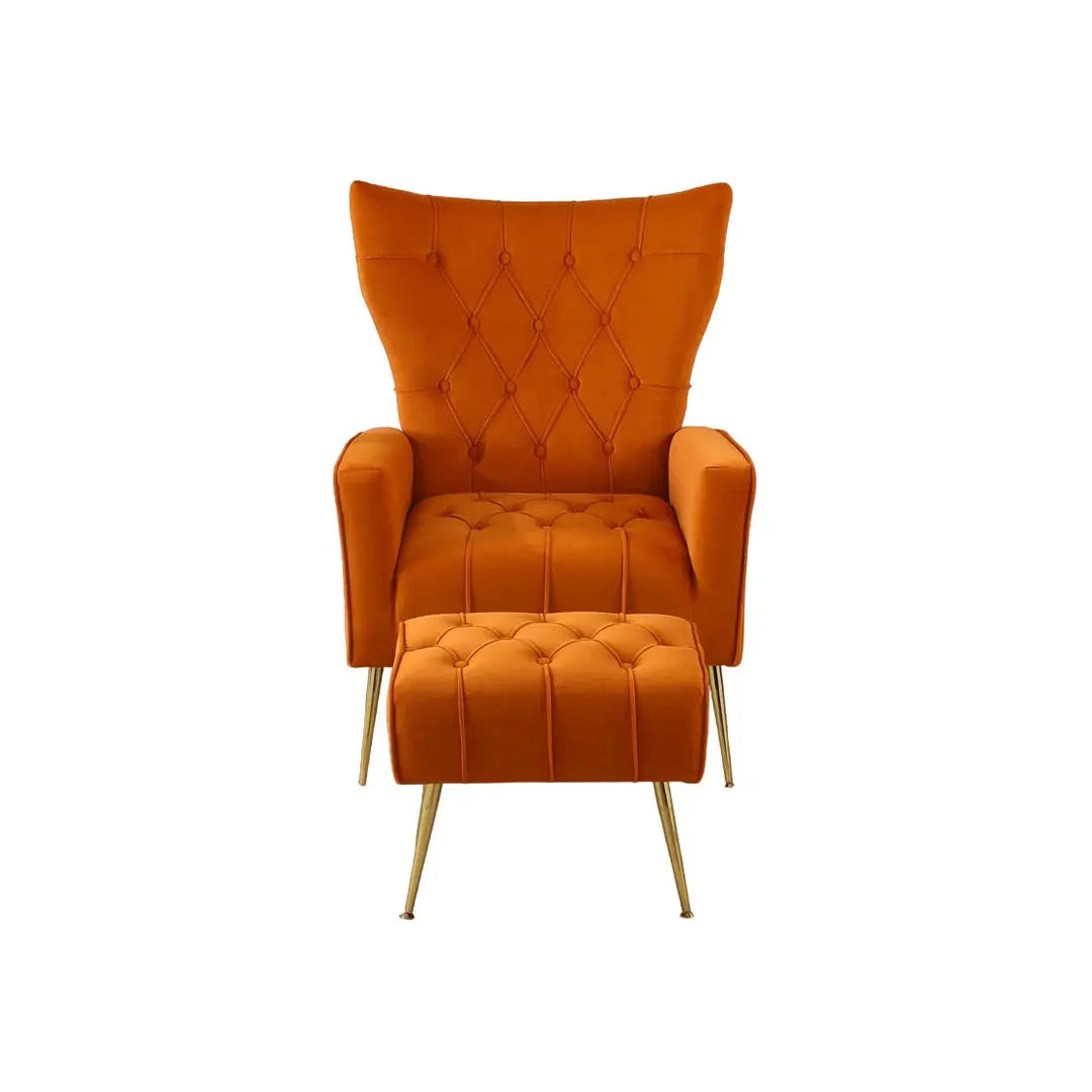 Danney Accent Chair with Ottoman - Orange