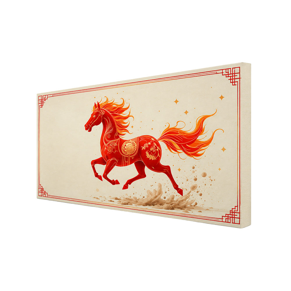 Red Horse Abstract Canvas Wall Painting