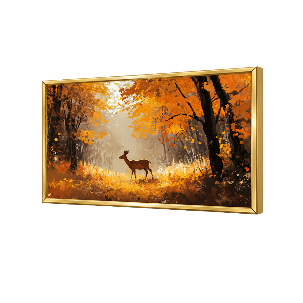 Deer in Autumn Forest Canvas Wall Painting