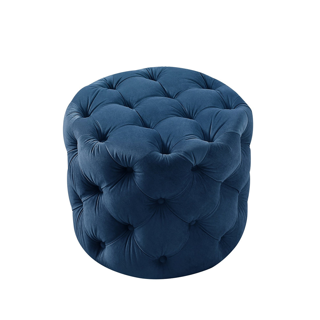 Round Tufted Velvet Ottaman/Poufee In Royal Blue