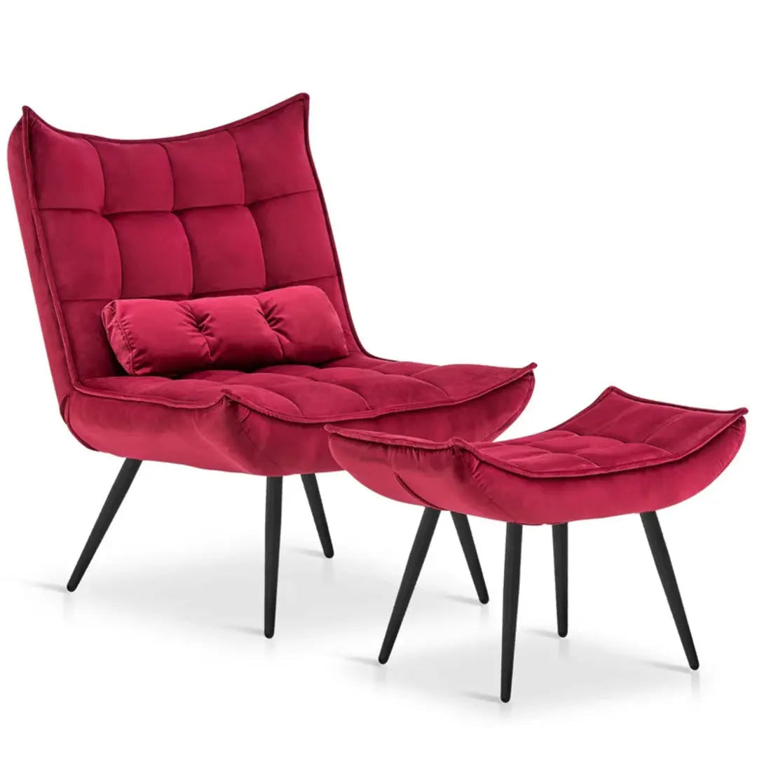 Elroy Accent Chair with Ottoman – Burgundy