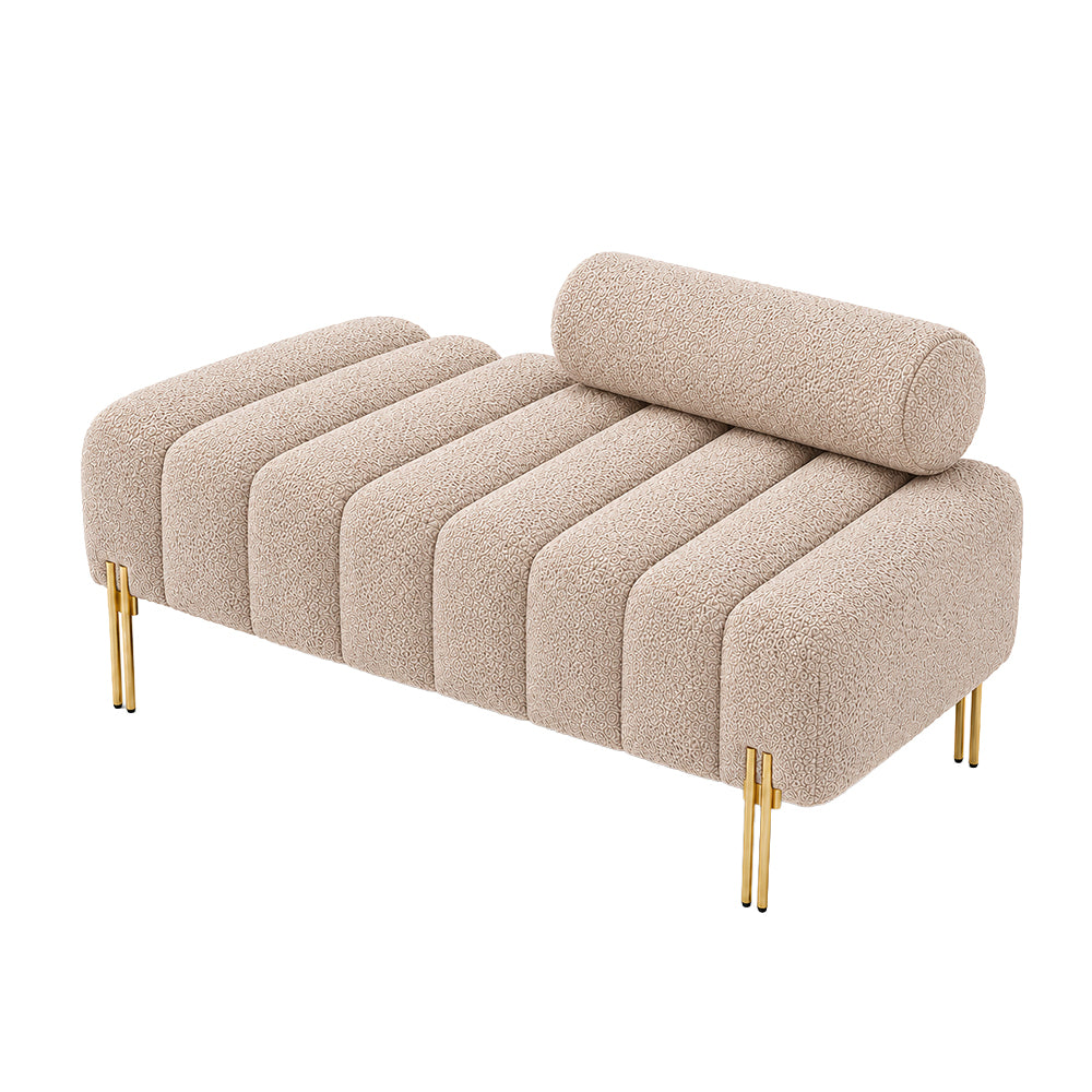 Doe Buck crest bench With Golden Legs|Beige