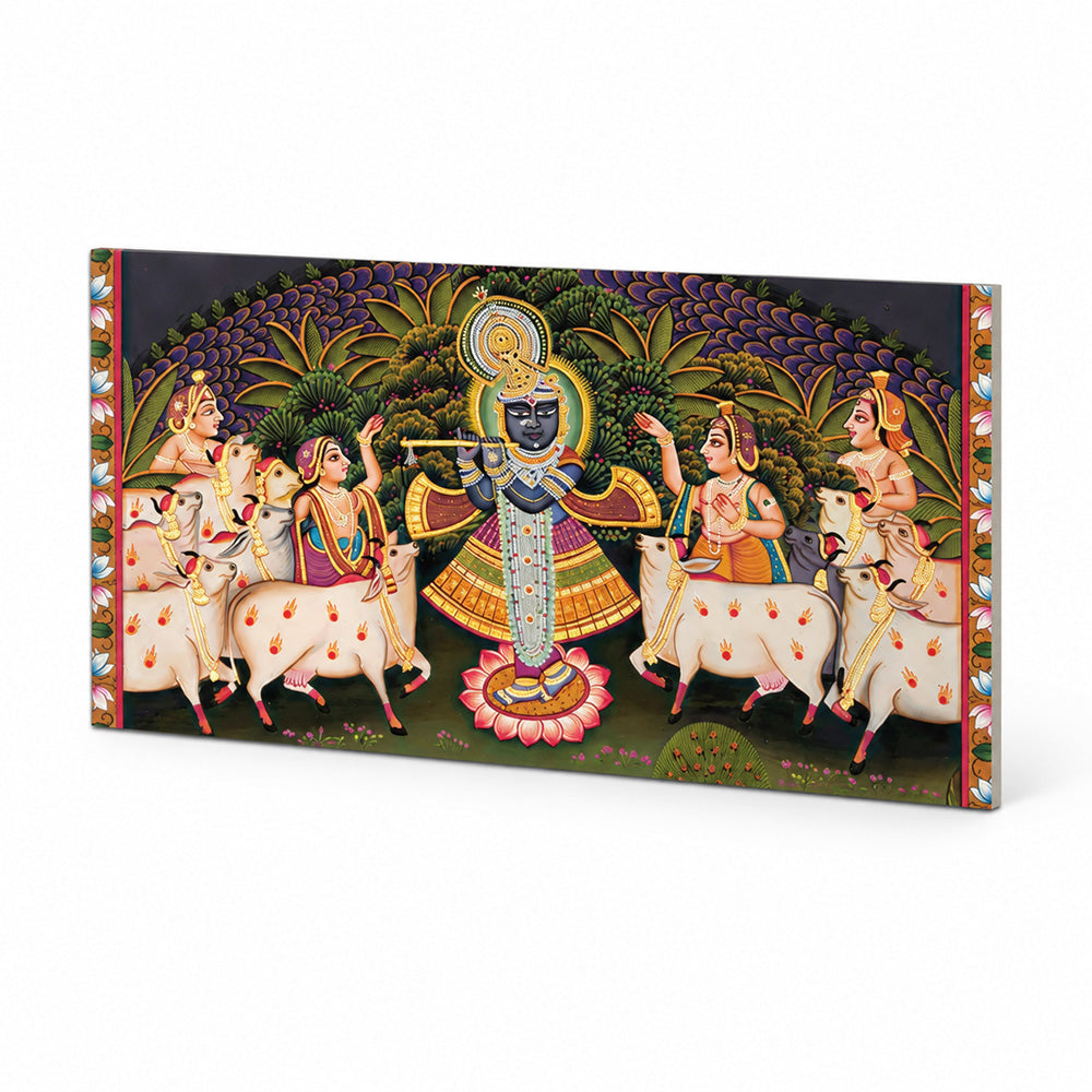 Lord Krishna Pichwai Style Canvas Wall Painting
