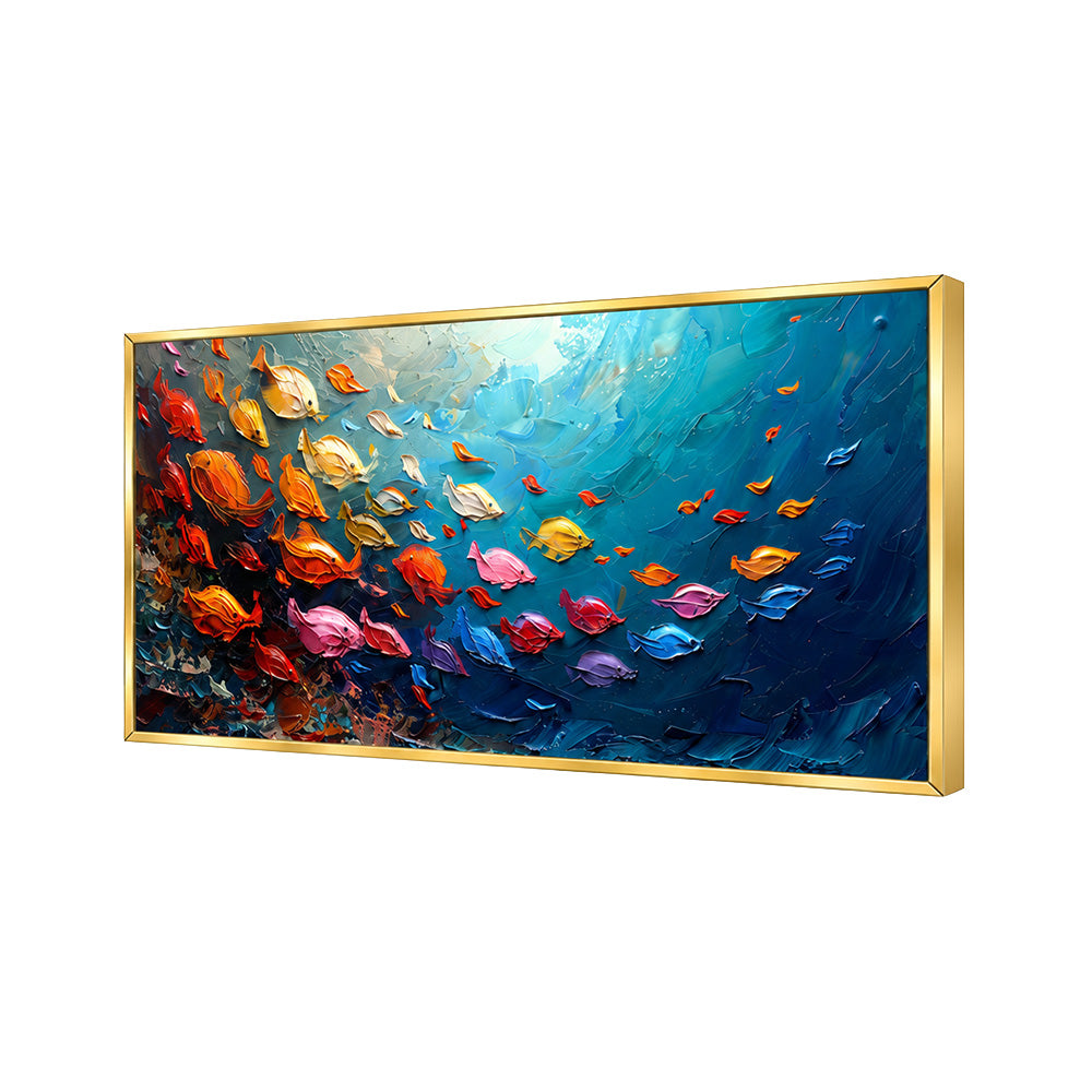 Ocean Fish School Canvas Wall Painting
