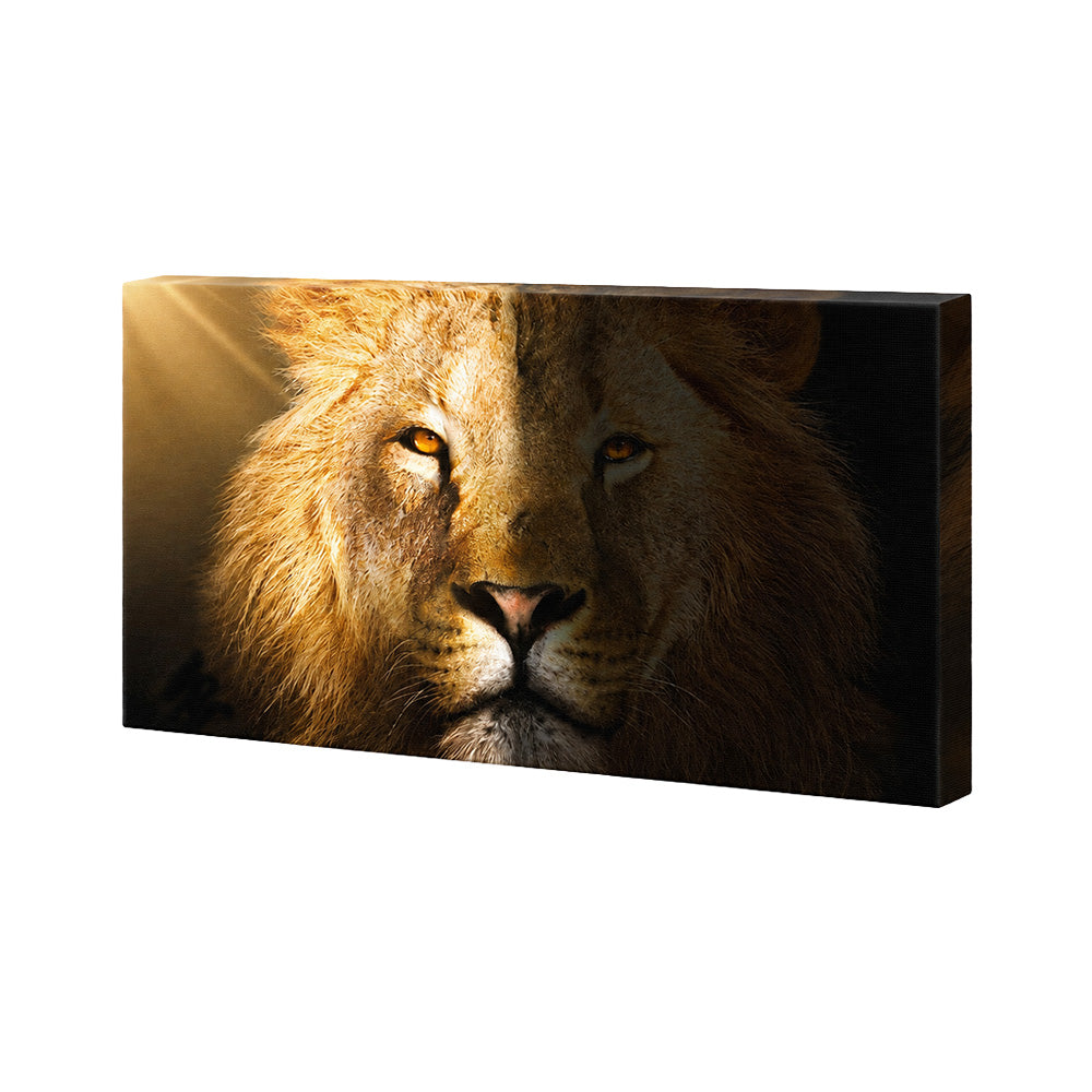 Golden Lion Face Canvas Wall Painting