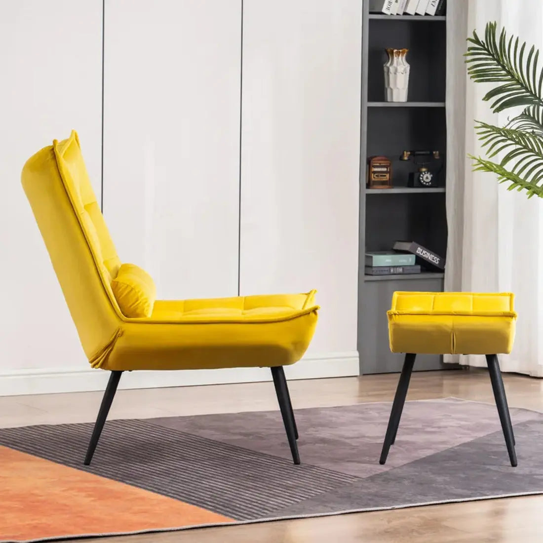 Elroy Accent Chair with Ottoman – Yellow