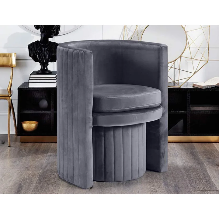 Schillar Chair With Ottoman Grey | Accent Chair With Ottoman Slate Grey