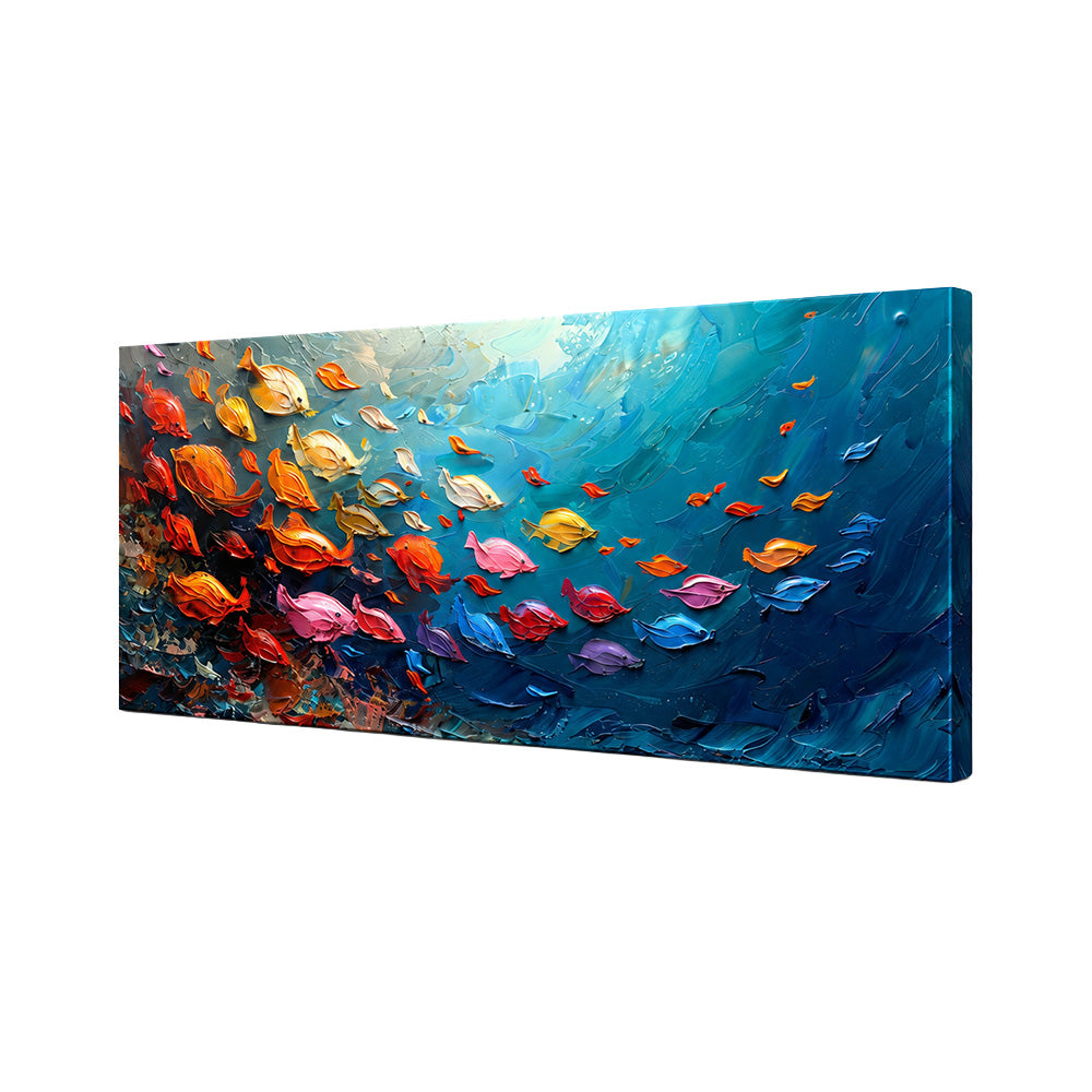 Ocean Fish School Canvas Wall Painting