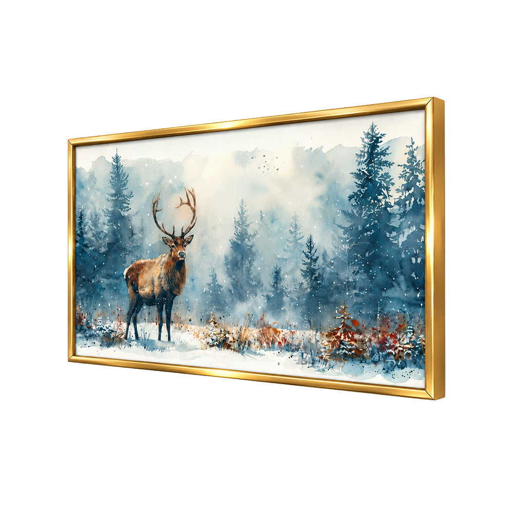 Winter Deer Landscape Canvas Wall Painting