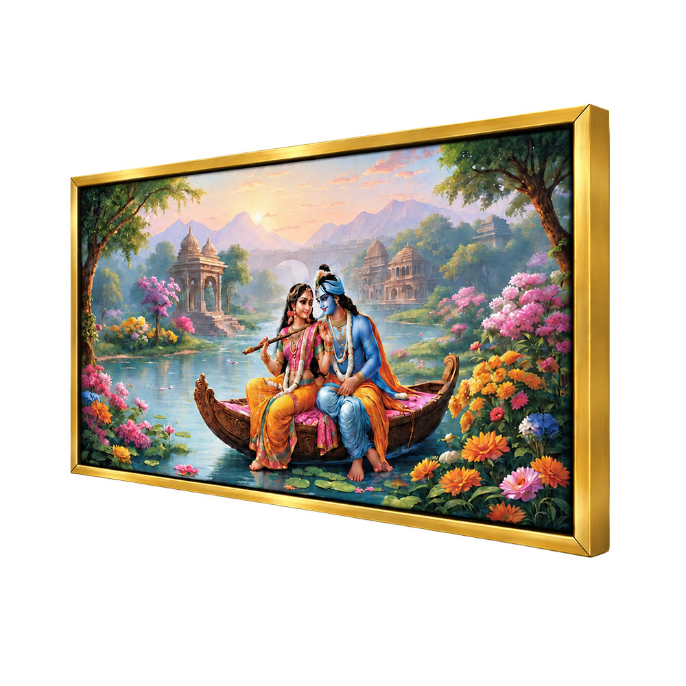 3D Style Radha Krishna Divine Canvas Wall Art