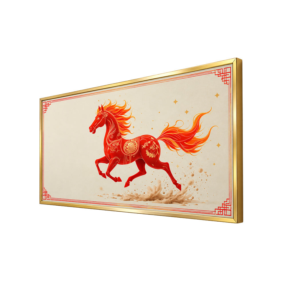 Red Horse Abstract Canvas Wall Painting