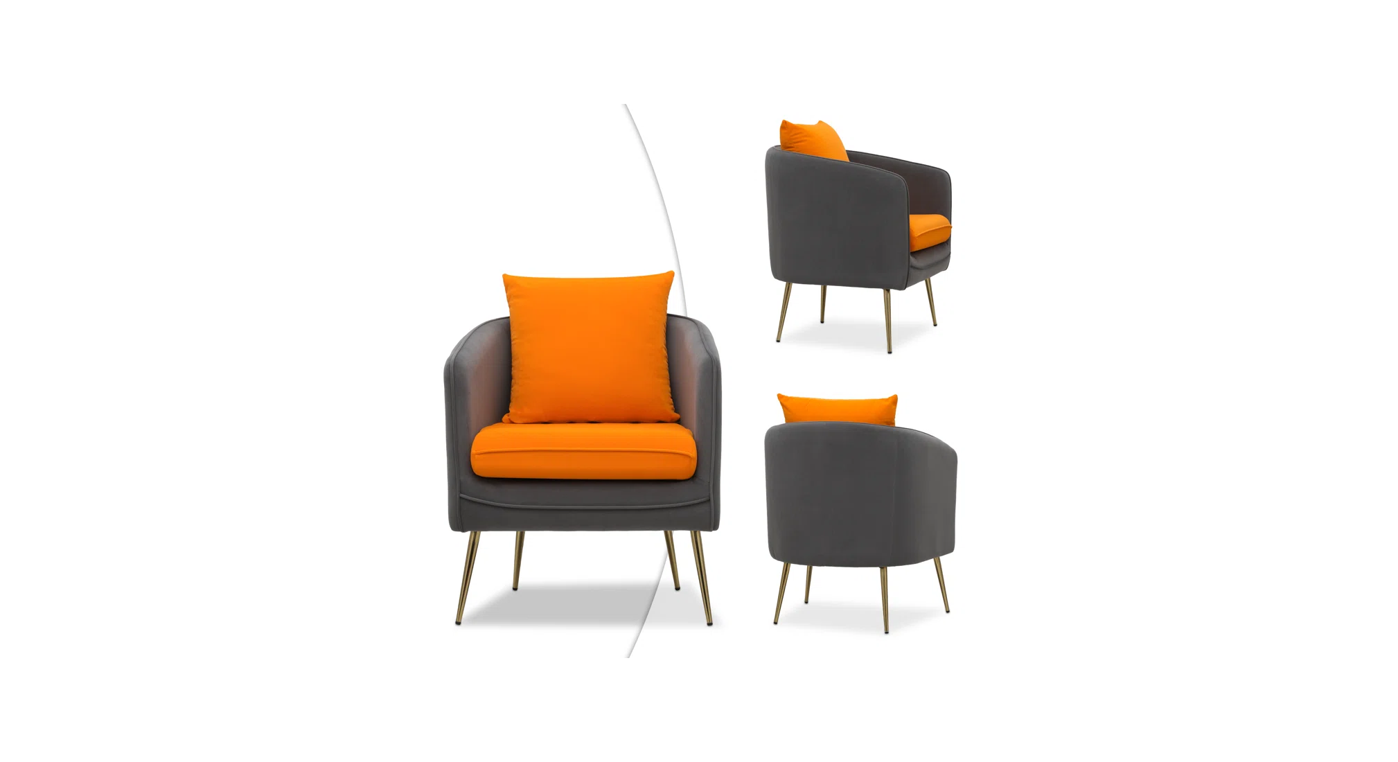 Lamb Accent Chair Grey Orange | Two Tone Accent Chair Grey Orange