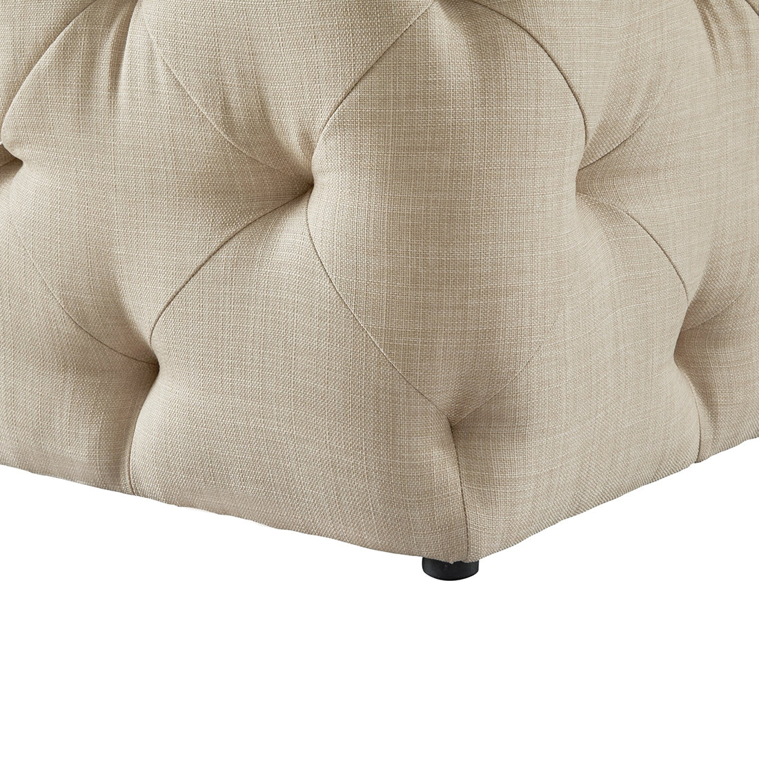 Square Tufted Velvet Ottaman/Poufee In Beige