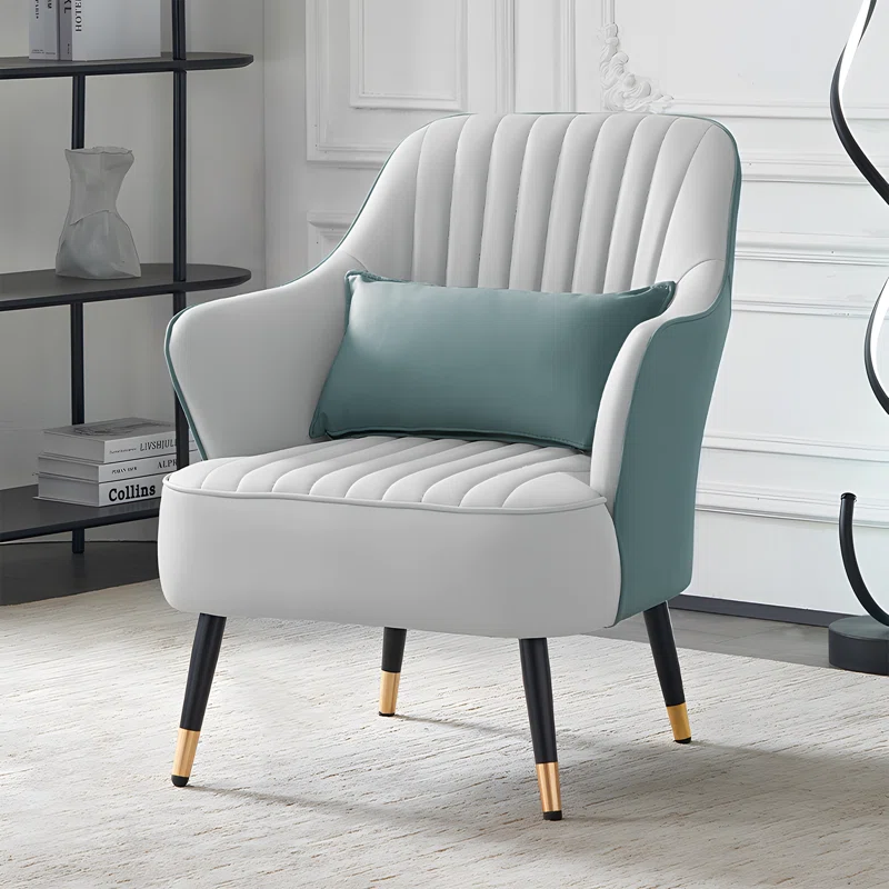 Havya Faux Leather Arm Chair Sage | Faux Leather Armchair Sage Green
