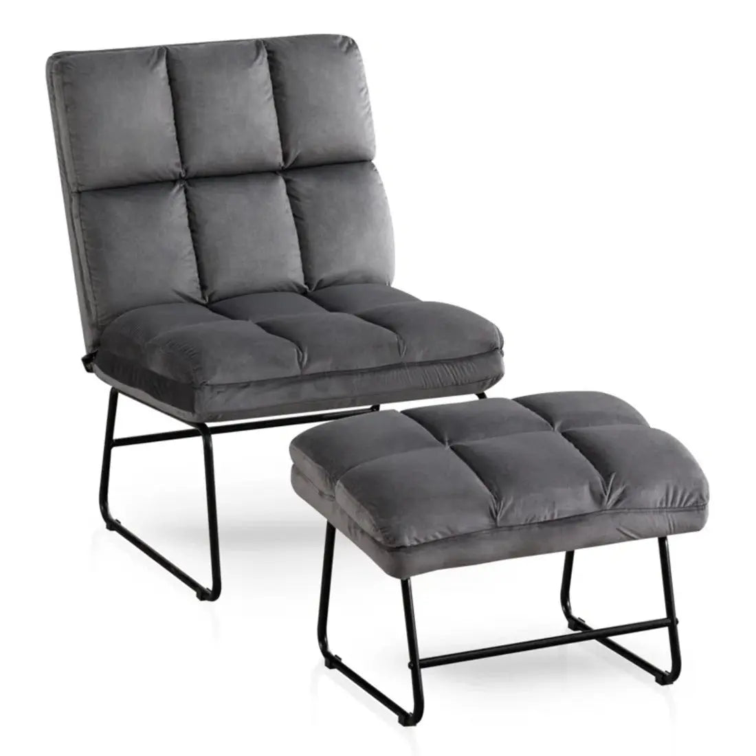 Hiltonia Chair with Ottoman – Grey