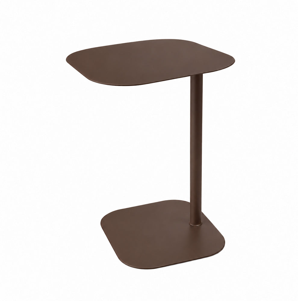 Modern Metal C-Shaped Side Table with Square Top