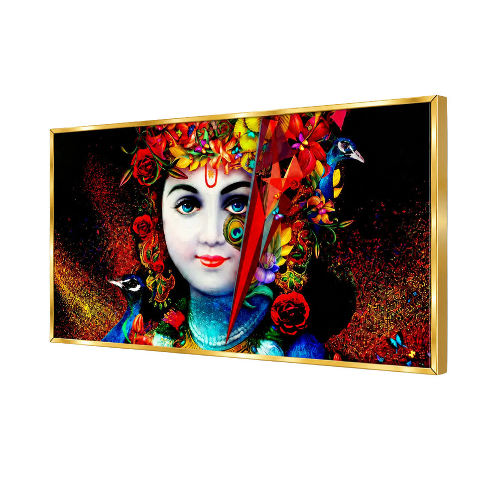 Lord Krishna with Peacock Spiritual Canvas Wall Painting