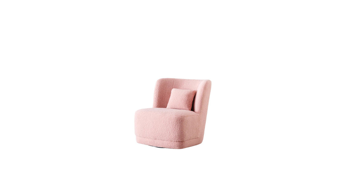 Deeda Barrel Chair Pink | Upholstered Barrel Accent Chair Blush Pink