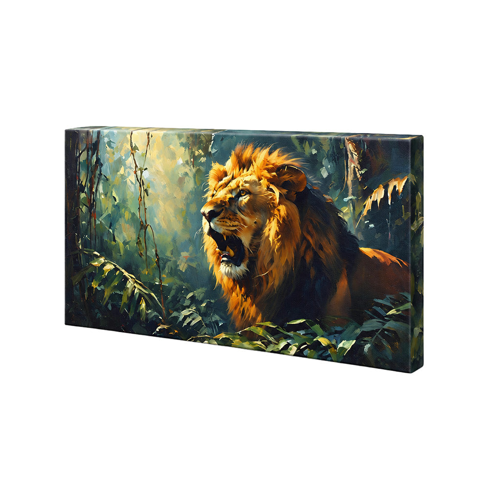 Lion in Green Forest Canvas Wall Painting