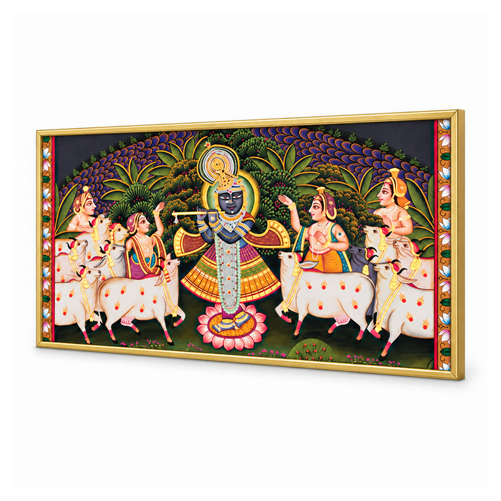 Lord Krishna Pichwai Style Canvas Wall Painting