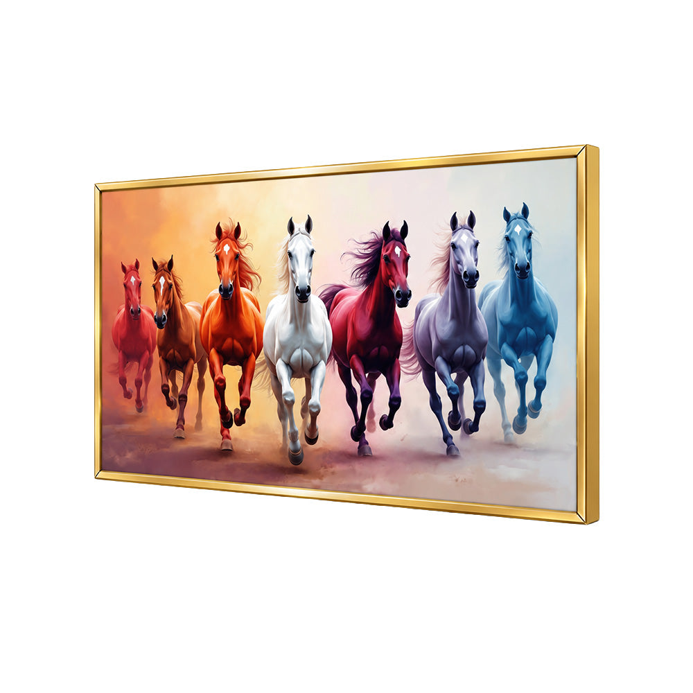 Colorful Seven Horses Canvas Wall Painting