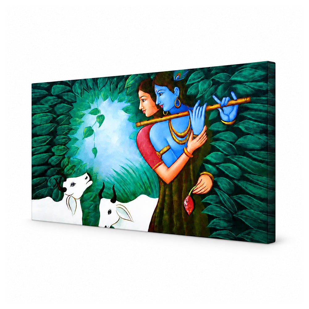 Radha Krishna in Forest Canvas Wall Painting