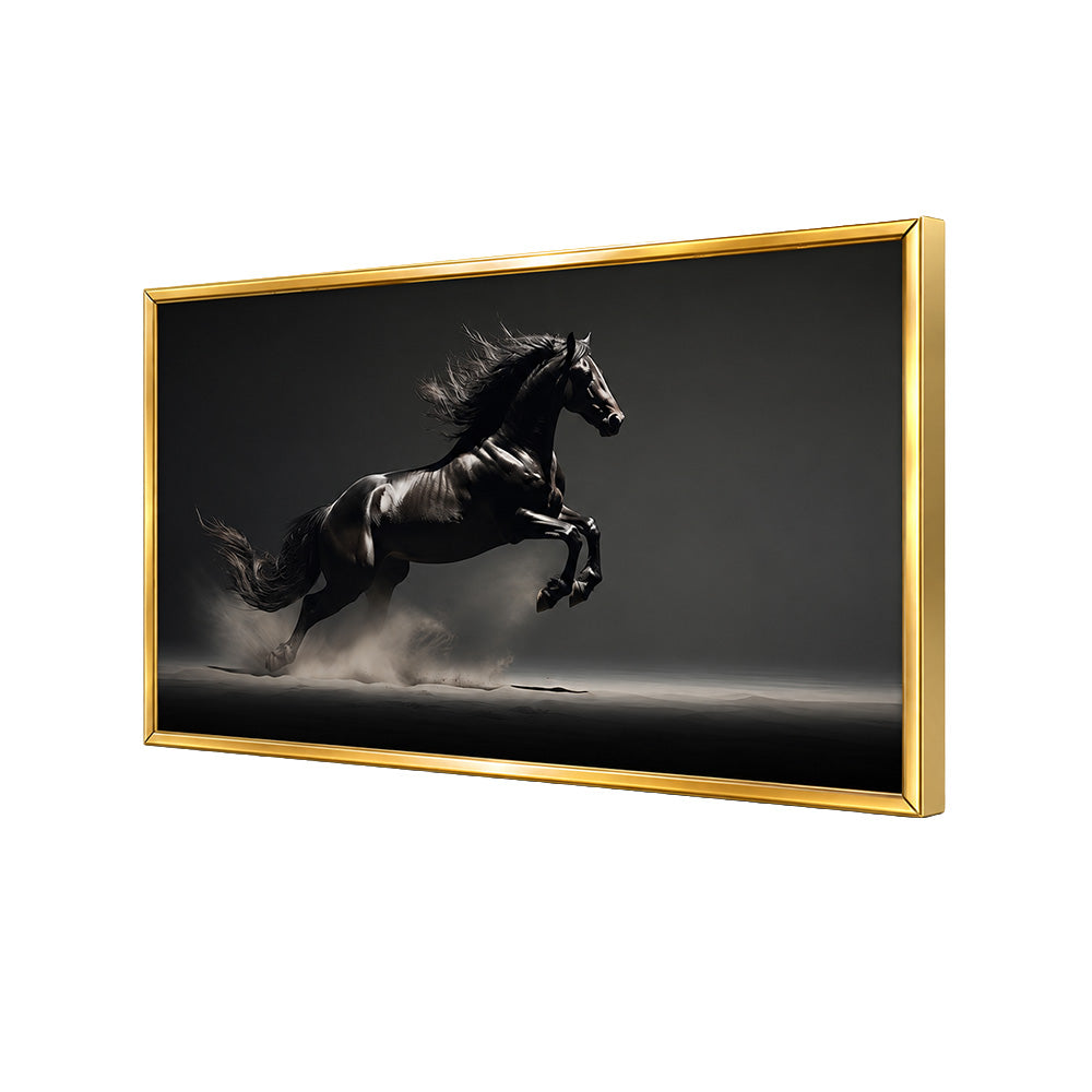 Black Running Horse Canvas Wall Painting
