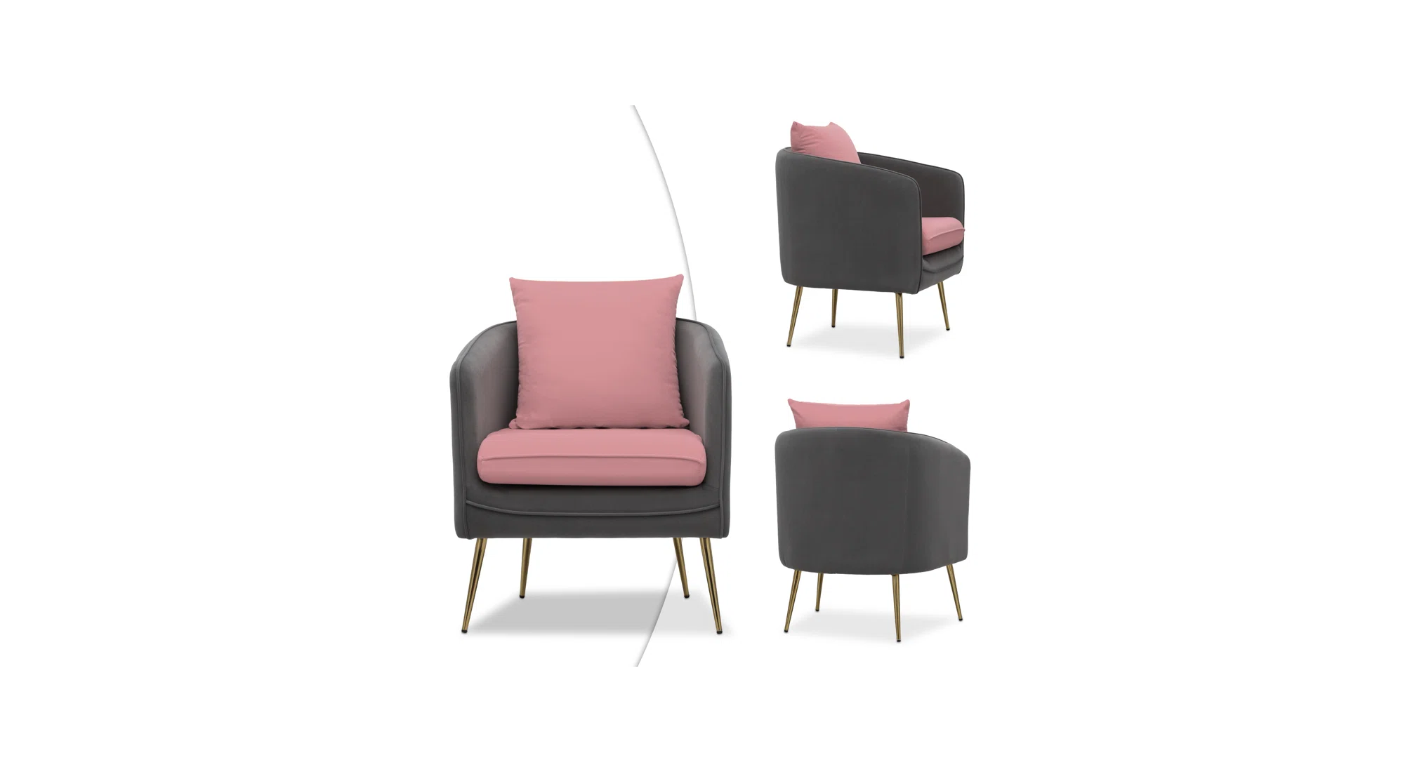 Lamb Accent Chair Grey Pink | Two Tone Accent Chair Grey Pink