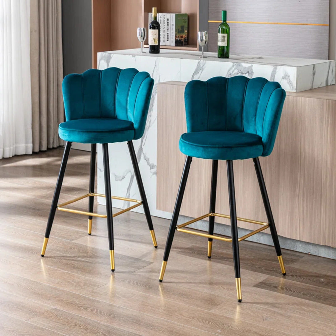 Flower Counter Stool - Teal