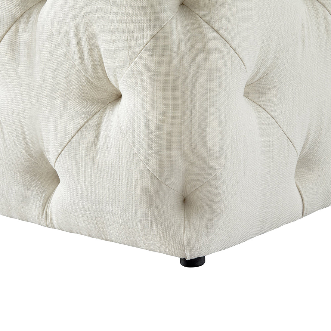 Square Tufted Velvet Ottaman/Poufee In White