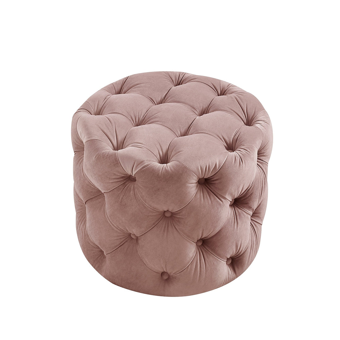 Round Tufted Velvet Ottaman/Poufee In Pink