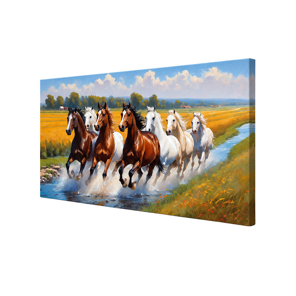 Running Horses Landscape Canvas Wall Painting