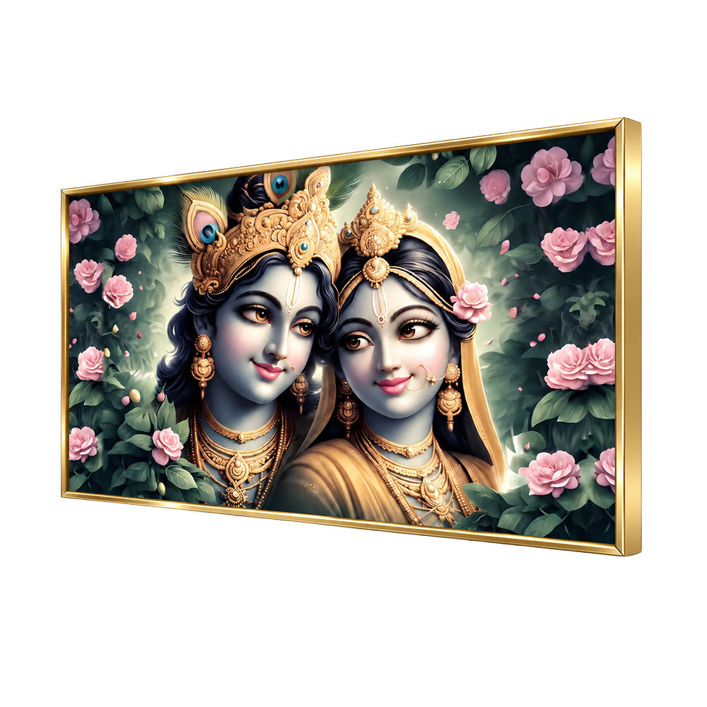 Shree Radha Krishna Divine Love Canvas Wall Painting
