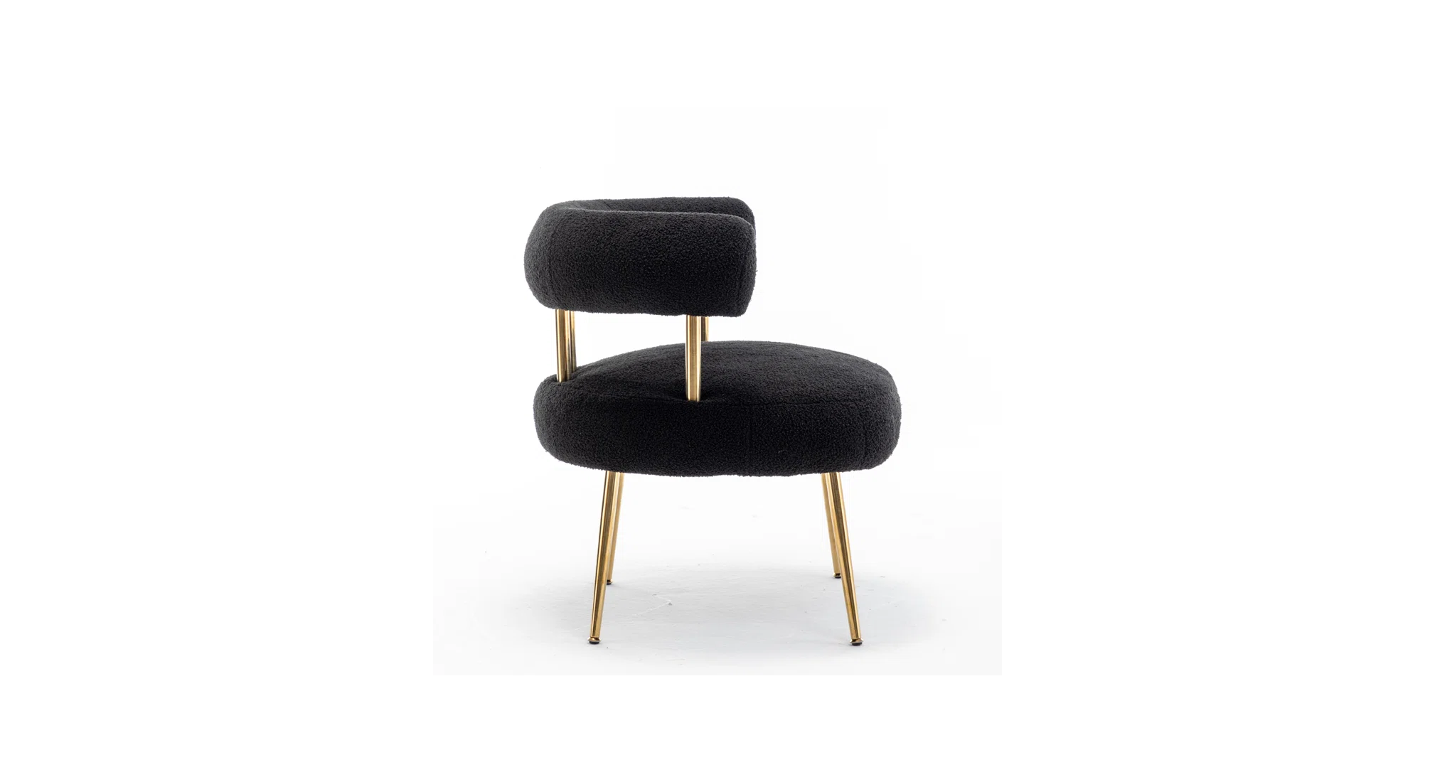Bonnita Accent Chair Black | Curved Fabric Accent Chair Jet Black